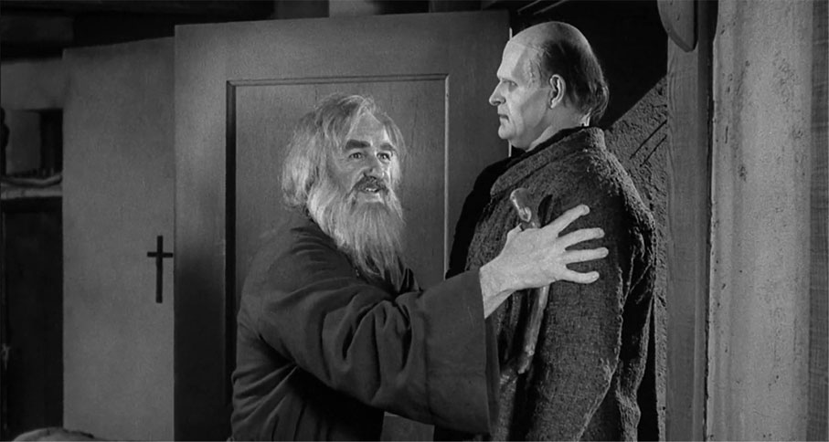 Hackman as the blind man in Young Frankenstein