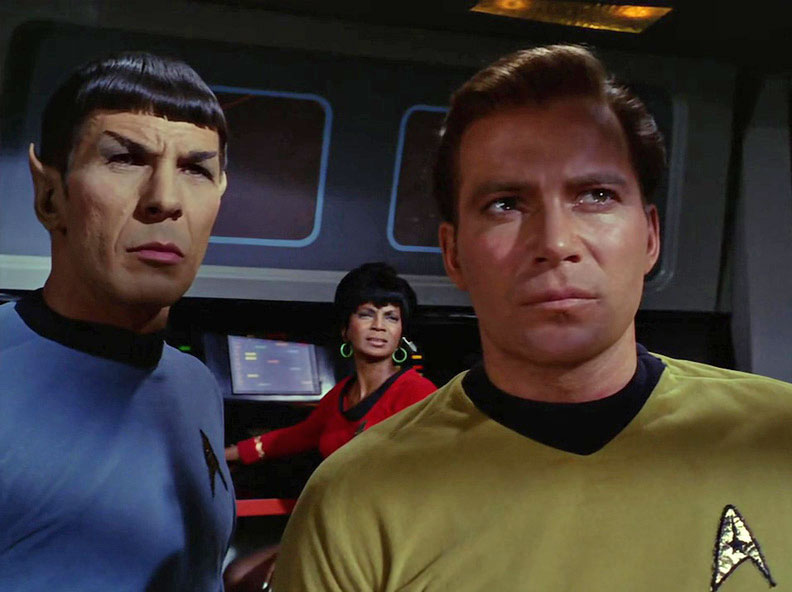 Spock, Uhura and Kirk in Star Trek