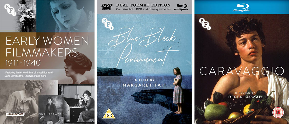 Early Women Filmmakers 1911-1940 Blu-ray, Blue Black Permanent duyal format, Caravaggio Blu-ray cover art