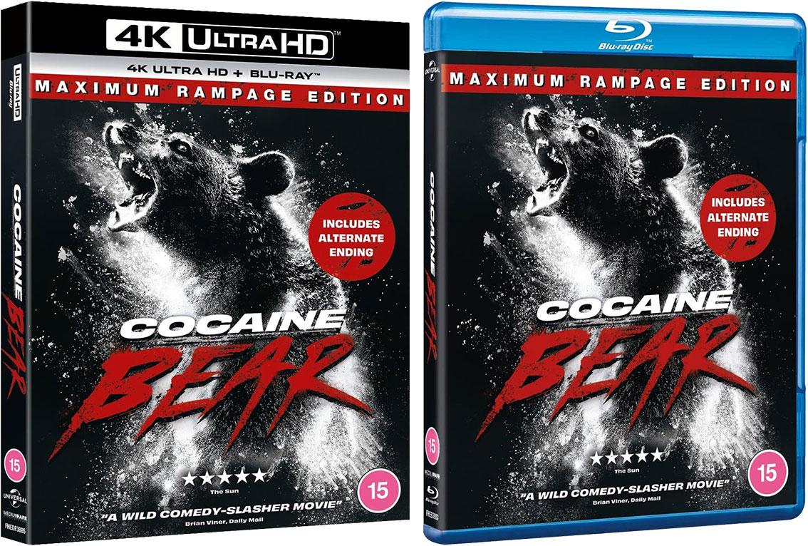 Cocaine Bear UHD and Blu-ray cover art