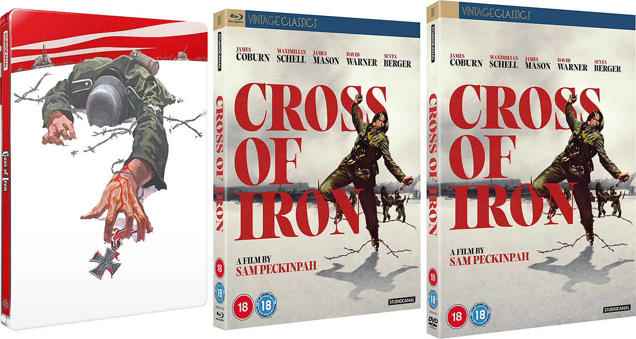 Cross of Iron UHD Steelbook, Blu-ray and DVD cover art