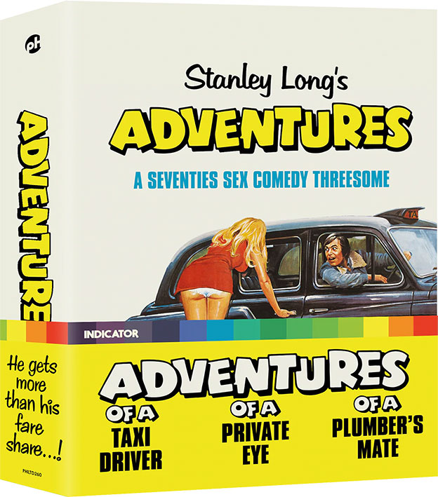Stanley Long's Adventures: A Sex Seventies Comedy Threesome Blu-ray box art