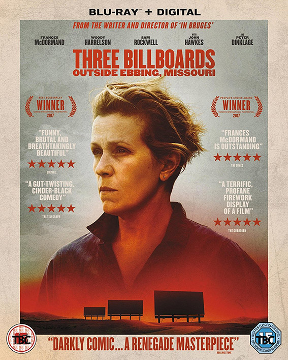 Three Billboards Outside Ebbing, Missouri Blu-ray pack shot