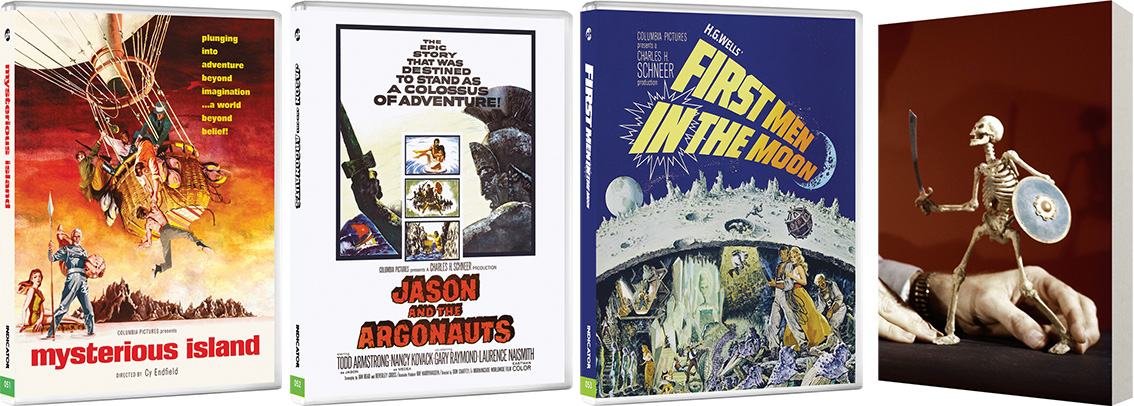 Mysterious Island, Jason and the Argonats and First Men in the Moon covers