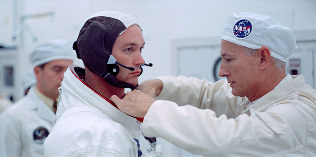 The astronauts prepare in Apollo 11