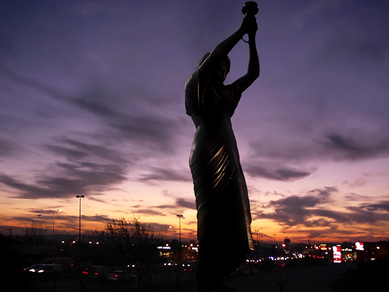 Statue at sunset