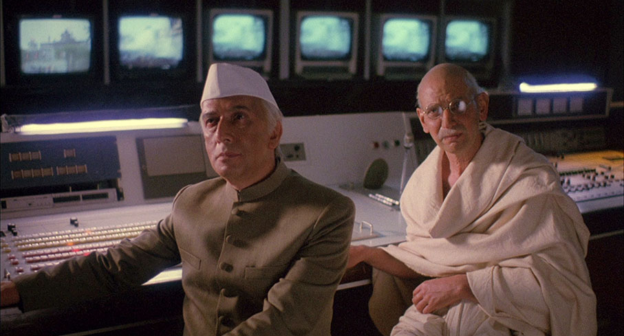 Nehru and Gandhi confront Jinnah in a TV control room