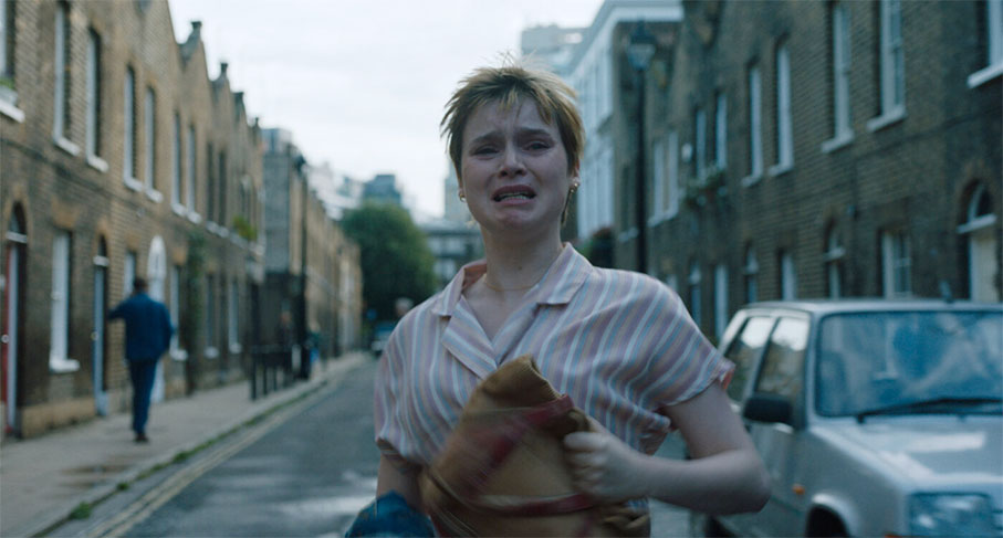 A traumatised Laura runs in She Said