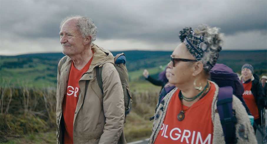 Harold Fry joins a protest march