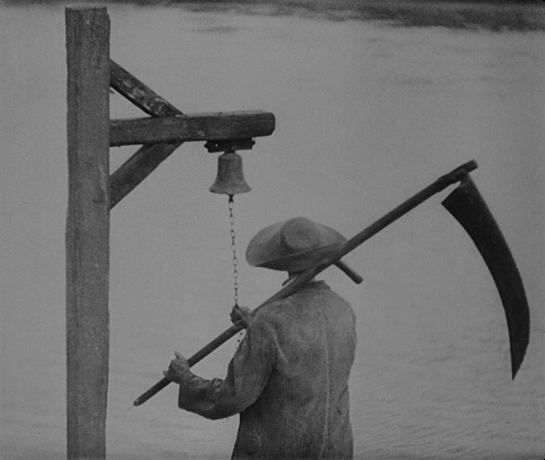 A farmer calls the ferry in one of the film's most iconic images